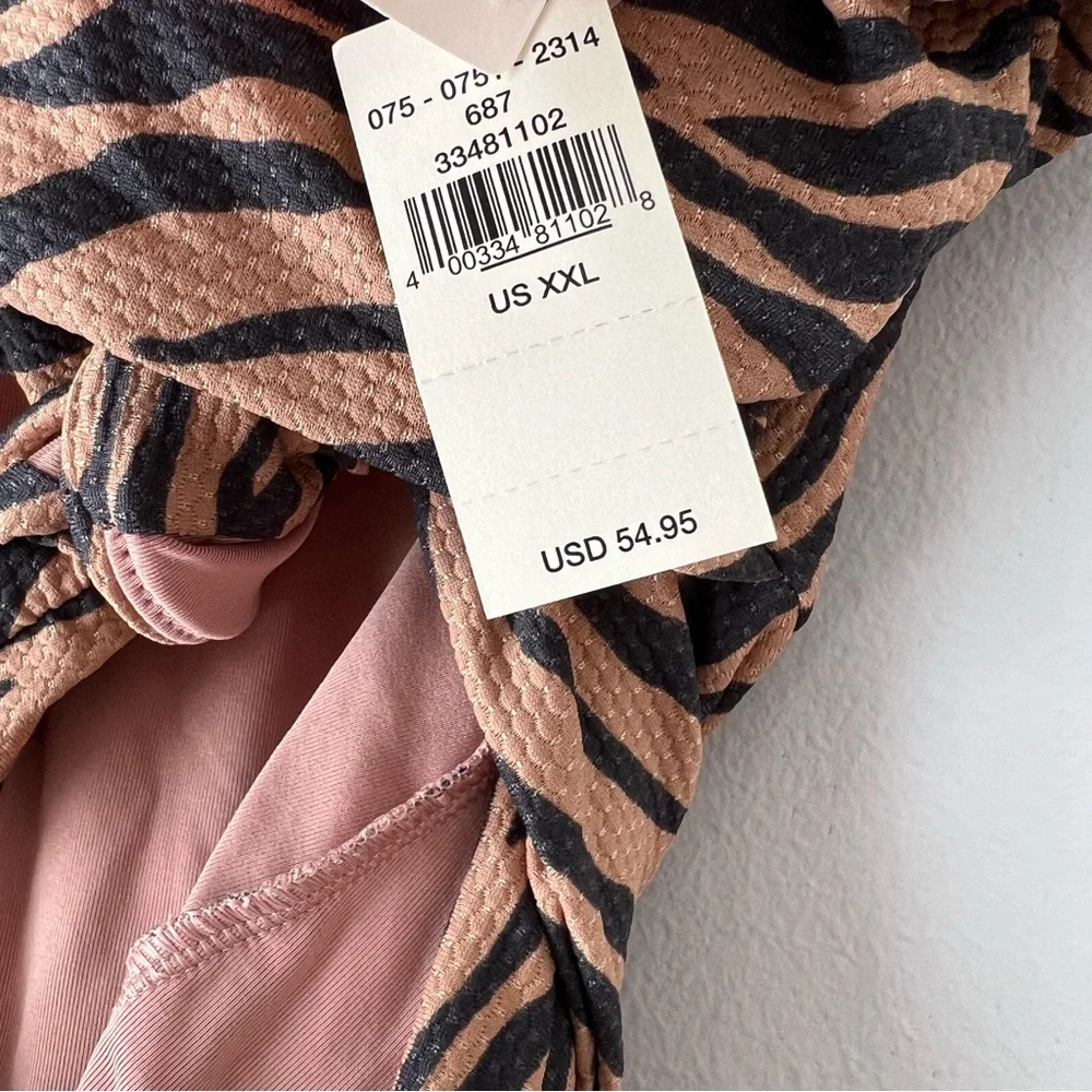 aerie Tan and Black Tiger-Print‎ One-Piece Swimsuit